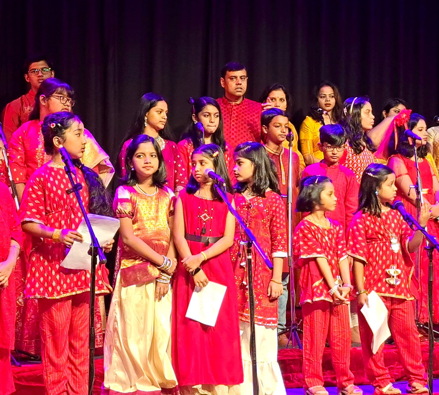 Geetabeethi students in a group vocal music class